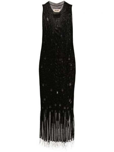 Obrabljena dolga obleka Uma Wang črna