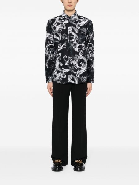 Raštuota medvilninė džinsiniai marškiniai Versace Jeans Couture