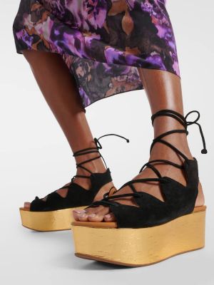 Sandale od brušene kože s platformom See By Chloé crna