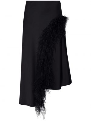 Asymetrická midi sukňa s perím Lapointe čierna