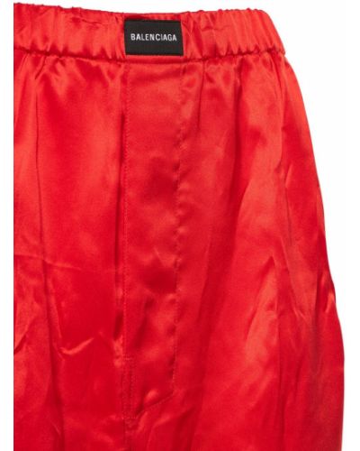 Hedvábné saténové boxerky relaxed fit Balenciaga červené