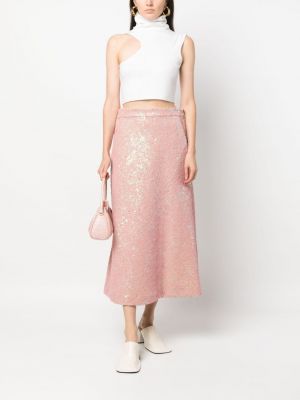 Midi sukně s flitry Odeeh růžové
