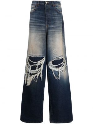 Voľné roztrhané džínsy Vetements modrá
