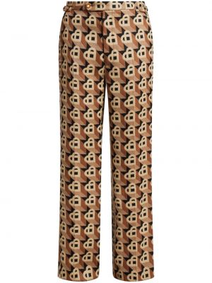 Ravne hlače iz žakarda z vzorcem srca Casablanca