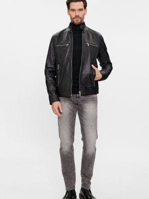 Чорна шкіряна куртка Karl Lagerfeld
