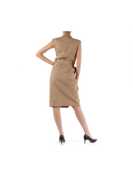 Mini vestido de lino Boss marrón