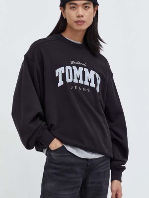 Bluza bawełniana z nadrukiem Tommy Jeans czarna