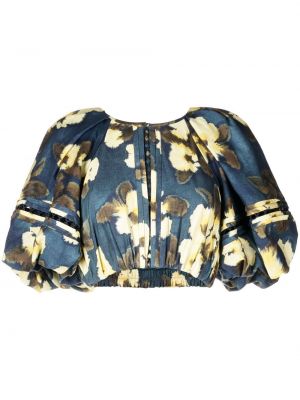 Bluza s cvetličnim vzorcem s potiskom Acler modra