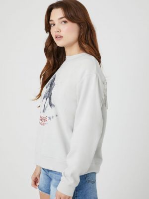 Пуловер с бахромой с принтом Forever 21 серый