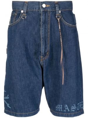 Trykt jeans-shorts Mastermind World blå