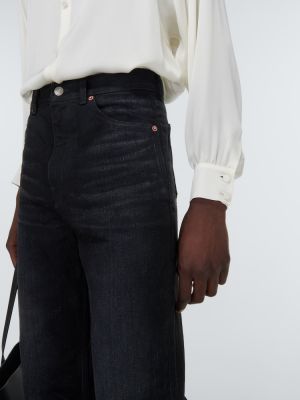 Džínsy s rovným strihom s vysokým pásom Saint Laurent čierna