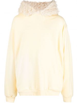 Medvilninis džemperis su gobtuvu su kailiu Marni geltona