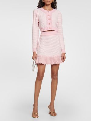 Pletena mini suknja Loveshackfancy ružičasta