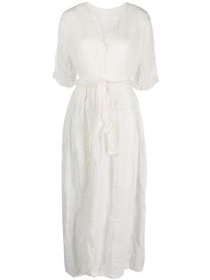 Lniana sukienka z dekoltem w serek Daniela Gregis biała
