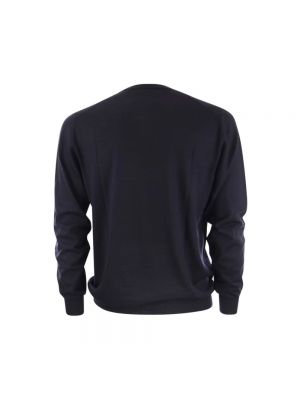 Jersey de lana de tela jersey de cuello redondo Fedeli azul