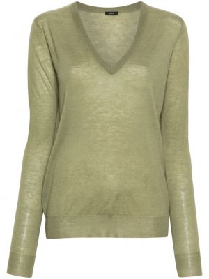 Кашмирен пуловер с v-образно деколте Joseph зелено