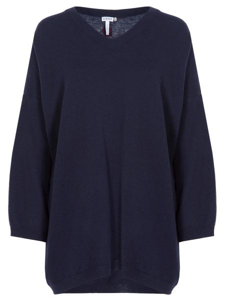 Шерстяной пуловер оверсайз Loewe синий