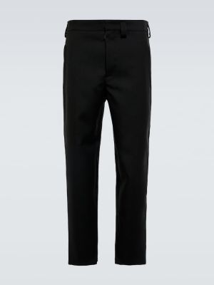 Vlnené kožené priliehavé klasické nohavice Jil Sander čierna