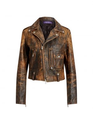 Куртка из телячьей кожи на молнии спереди Ralph Lauren Collection коричневый