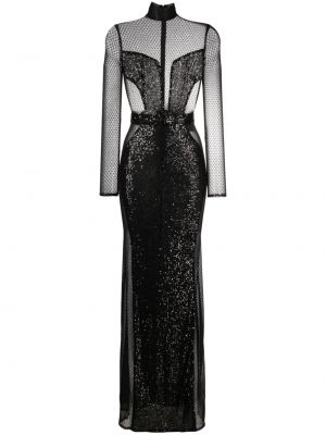 Макси рокля с пайети от тюл Elisabetta Franchi черно