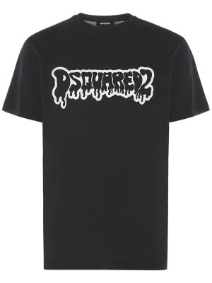 Bavlnené tričko s potlačou Dsquared2 čierna