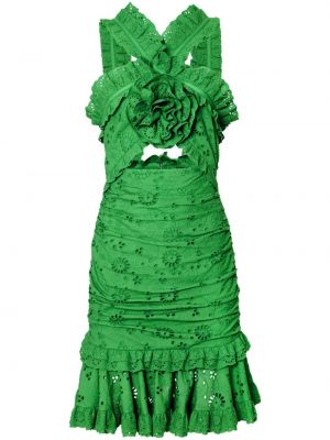 Памучна рокля Carolina Herrera зелено