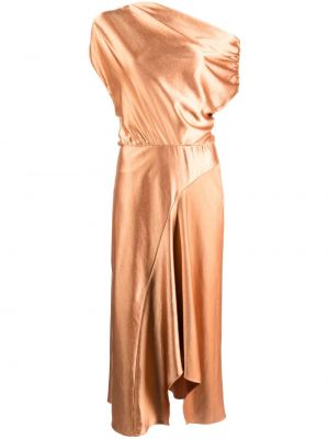 Satynowa sukienka midi asymetryczna A.l.c. brązowa