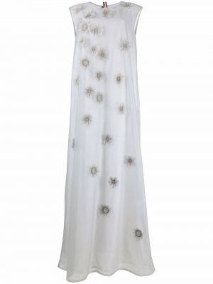 Večerna obleka s cvetličnim vzorcem s aplikacijami Thom Browne siva