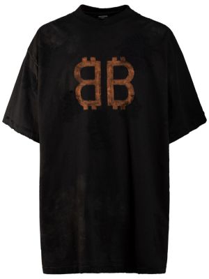 Camicia di cotone in jersey Balenciaga nero