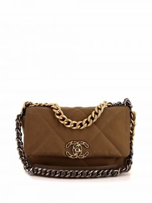 Bolsa de hombro acolchada con estampado de rombos Chanel Pre-owned marrón