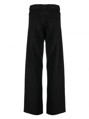 Bavlněné rovné kalhoty jersey Mm6 Maison Margiela černé