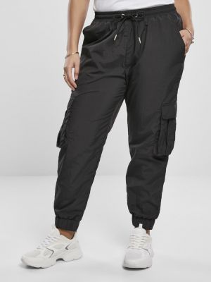 Cargo kalhoty s vysokým pasem z nylonu Urban Classics černé