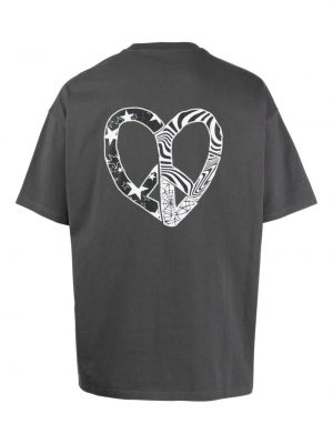 Raštuotas medvilninis marškinėliai su širdelėmis Five Cm pilka