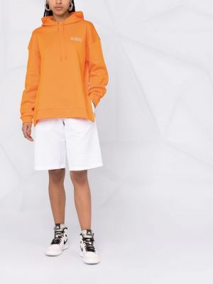 Siuvinėtas džemperis su gobtuvu Ganni oranžinė
