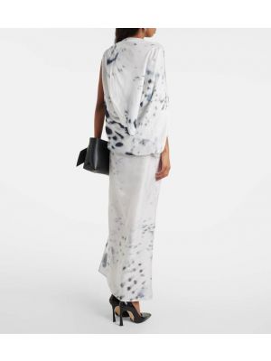 Satynowa sukienka midi z nadrukiem Jacques Wei biała