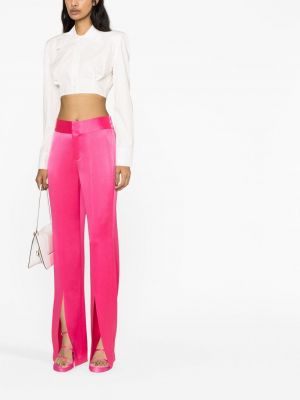 Saténové kalhoty Alice + Olivia růžové