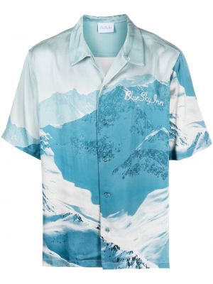 Camicia con stampa con fantasia astratta Blue Sky Inn blu