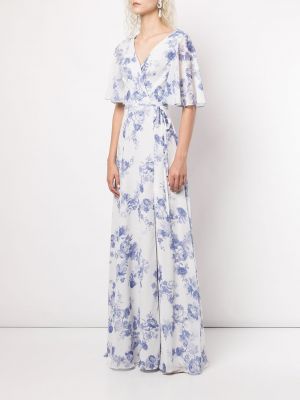 Květinové večerní šaty s potiskem Marchesa Notte Bridesmaids modré