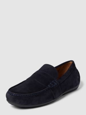 Loafers skórzane zamszowe Polo Ralph Lauren niebieskie