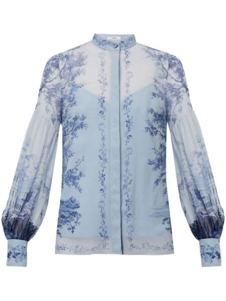 Geblümt kragen bluse mit print Erdem blau