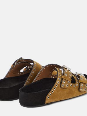 Sandały zamszowe z ćwiekami Isabel Marant brązowe