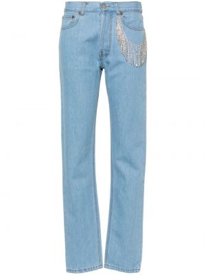 Křišťálové straight fit džíny Forte Dei Marmi Couture modré