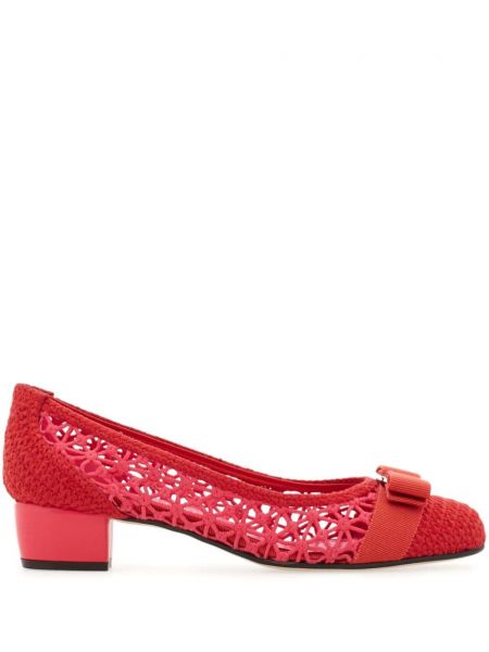 Pantofi cu toc cu funde împletite Ferragamo roz