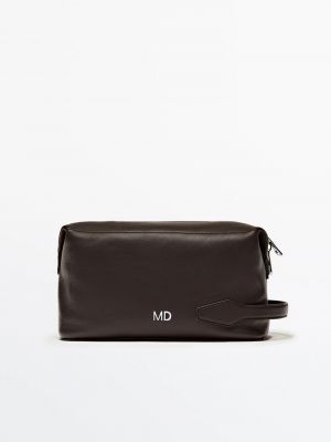 Кожаная сумка на молнии Massimo Dutti коричневая