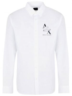 Памучна риза с принт Armani Exchange бяло