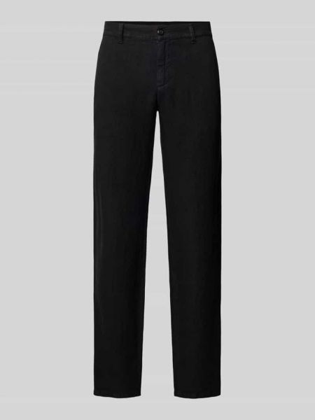 Lniane spodnie w jednolitym kolorze Alberto czarne