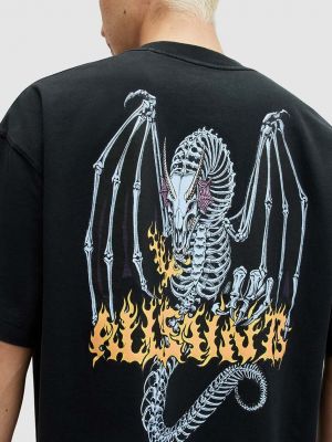 Bavlněné tričko s potiskem Allsaints černé