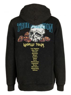 Bluza z kapturem bawełniana z nadrukiem True Religion czarna