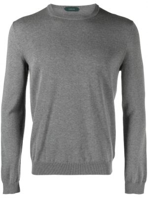 Pleten pulover z okroglim izrezom Zanone siva