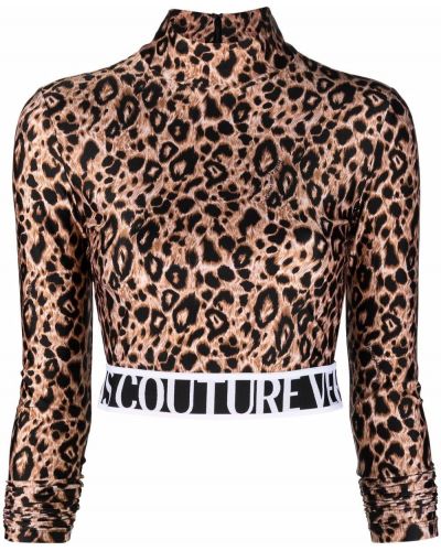 Leopard trykt crop top Versace Jeans Couture svart